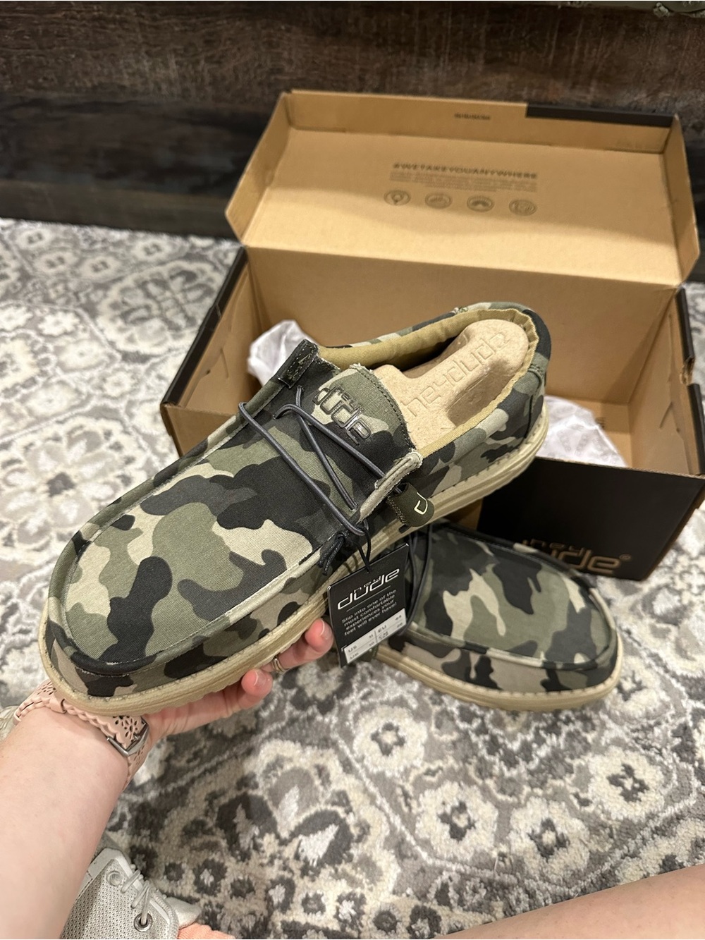 Hey Dude Men's Wally Slip-On Shoes - Green Camo